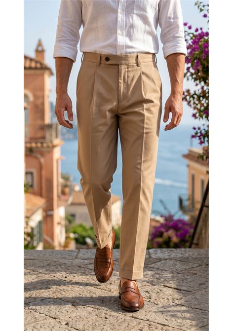 Pantalone PT Torino beige sartoriale con pinces e chiusura classica PT TORINO | Pantaloni | CO-ZSUFZA0CL10060